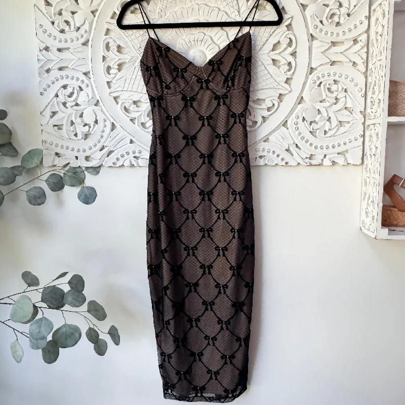 Black Velvet Bow Midi Party Dress Tunics Yoga stretchy