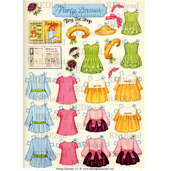 Party Dresses Vintage Elements 131 Collage Sheet Tunics Trendy modern
