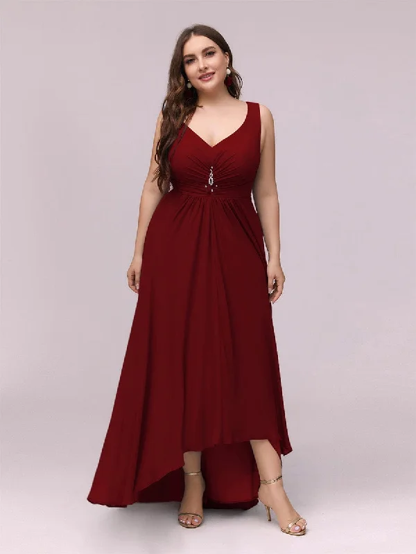 Custom Size V-Neck High-Low Chiffon Evening Party Dress Bodycon Fitted Nightout