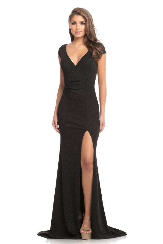 Johnathan Kayne - High Slit Glitter Knit Evening Dress 9043SC Sequined Elegant Party