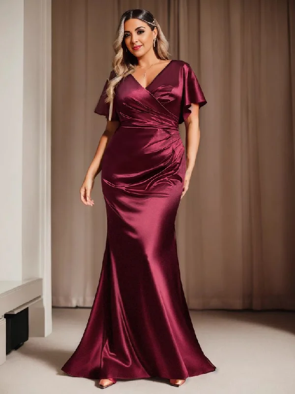 Plus Fishtail Ruffles Wholesale Stain Evening Dresses Glittery Long Formal