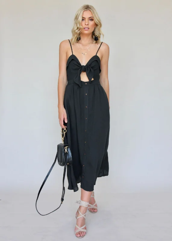Spark The Night Dress - Black Glittery Long Formal