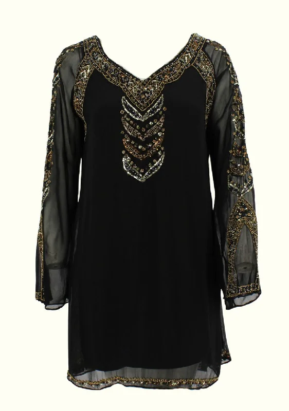 Vintage Collection Black Night Dress/Tunic Tunics Satin smooth
