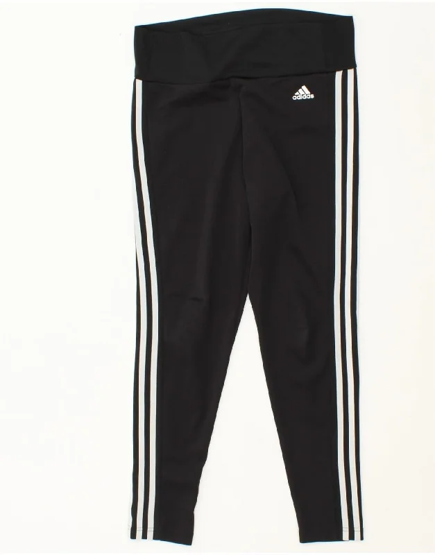 ADIDAS Womens Aeroready Leggings UK 12/14 Medium Black Polyester Fashionable Quick-Dry Leggings