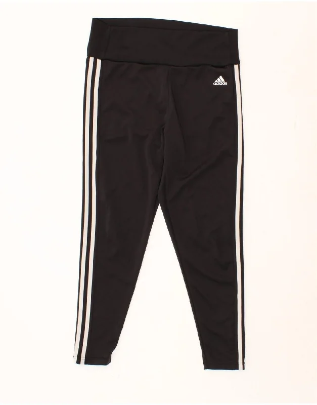 ADIDAS Womens Aeroready Leggings UK 14 Large  Black Polyester Fashionable Solid Color Tights