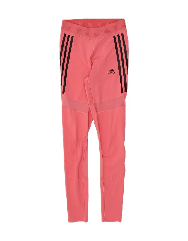 ADIDAS Womens Aeroready Leggings UK 8/10 Small  Pink Fashionable High-Rise Workout Leggings