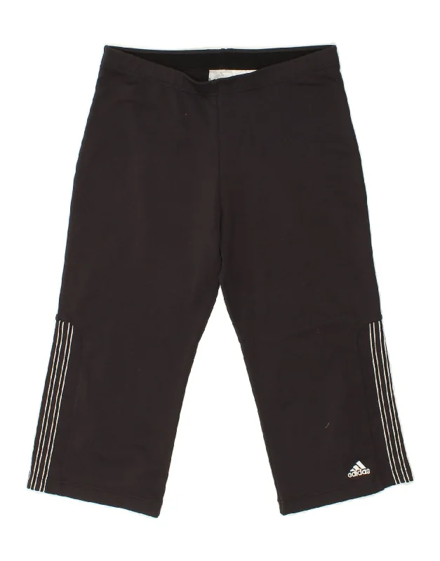 ADIDAS Womens Capri Leggings UK 14 Large  Black Polyester Comfortable Capri-Length Leggings