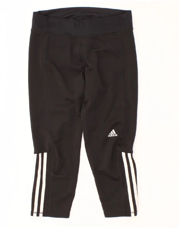 ADIDAS Womens Capri Leggings UK 8/10  Small Black Stylish Capri Leggings