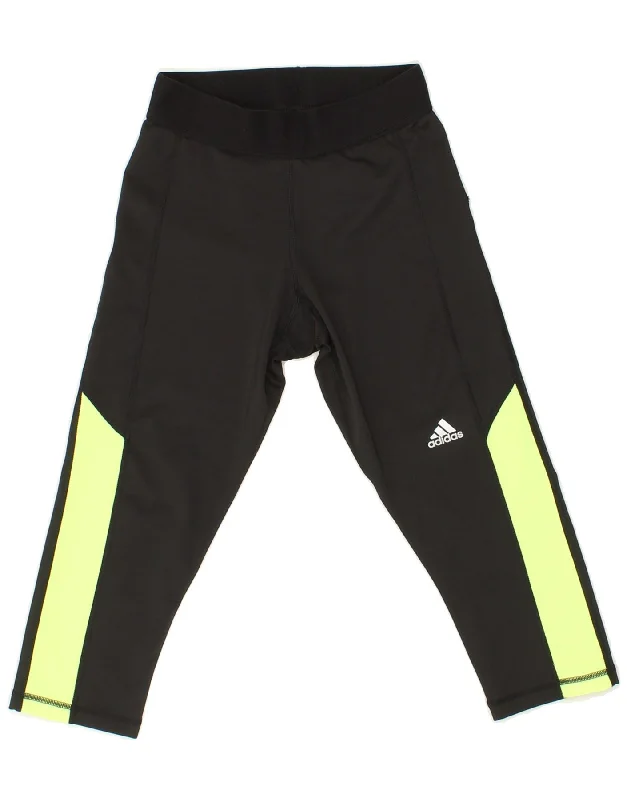 ADIDAS Womens Climalite Capri Leggings UK 4/6 XS Black Colourblock Fashionable Seamless Leggings