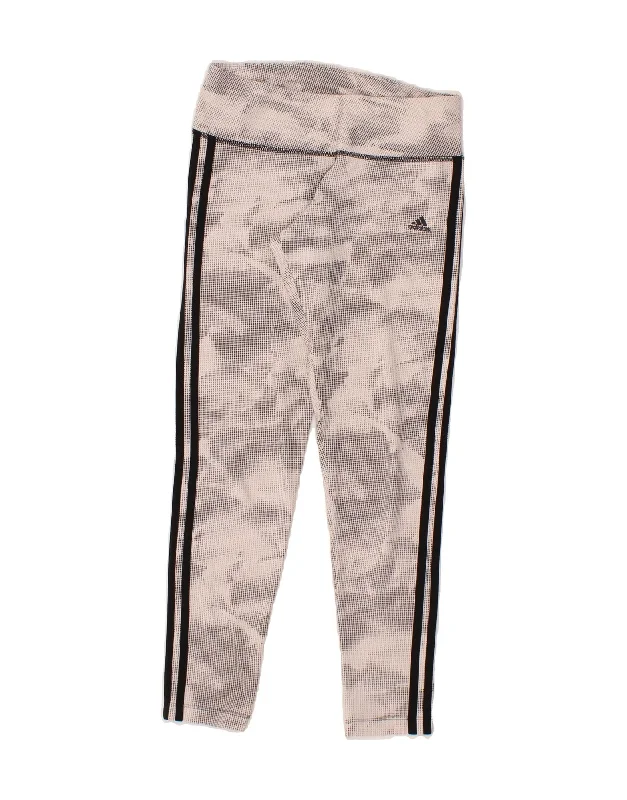 ADIDAS Womens Climalite Leggings UK 8 /10 Small Grey Camouflage Cotton Trendy Polka Dot Leggings
