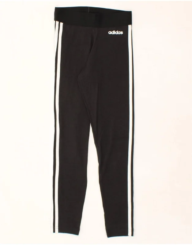 ADIDAS Womens Graphic Leggings UK 4/6 XS  Black Cotton Comfortable Sports Performance Tights