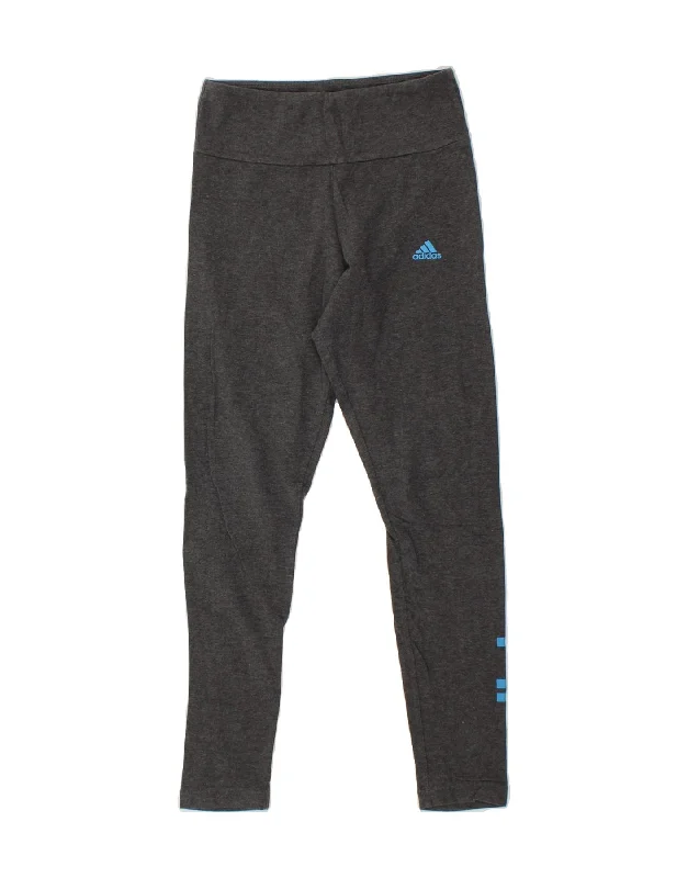 ADIDAS Womens Graphic Leggings UK 8/10 Small  Grey Fashionable Full-Length Active Leggings