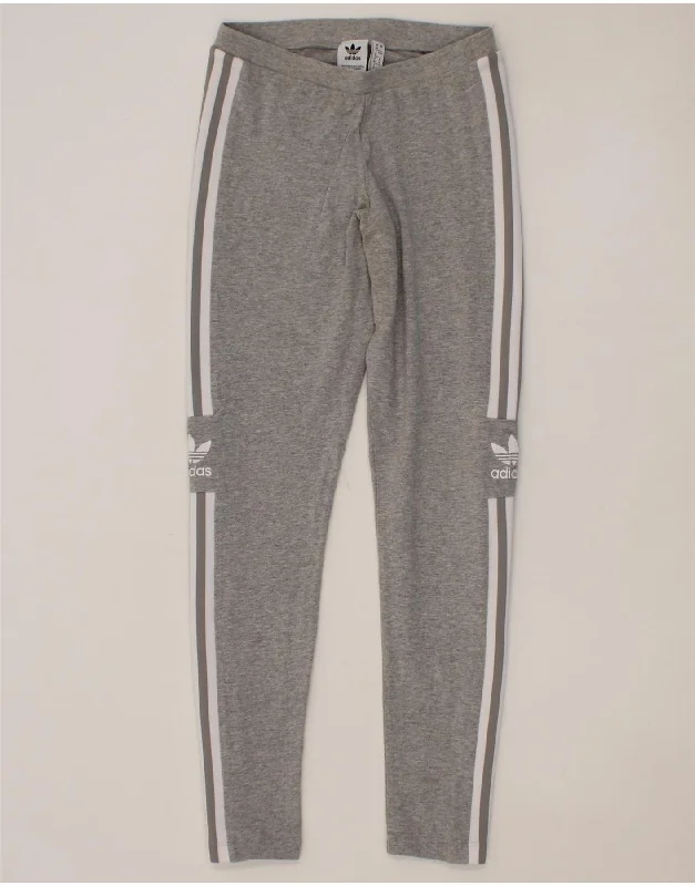 ADIDAS Womens Graphic Leggings UK 8 Small Grey Chic Printed Yoga Pants