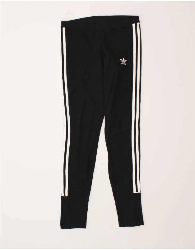 ADIDAS Womens Leggings UK 10 Small Black Cotton Stylish Lightweight Leggings