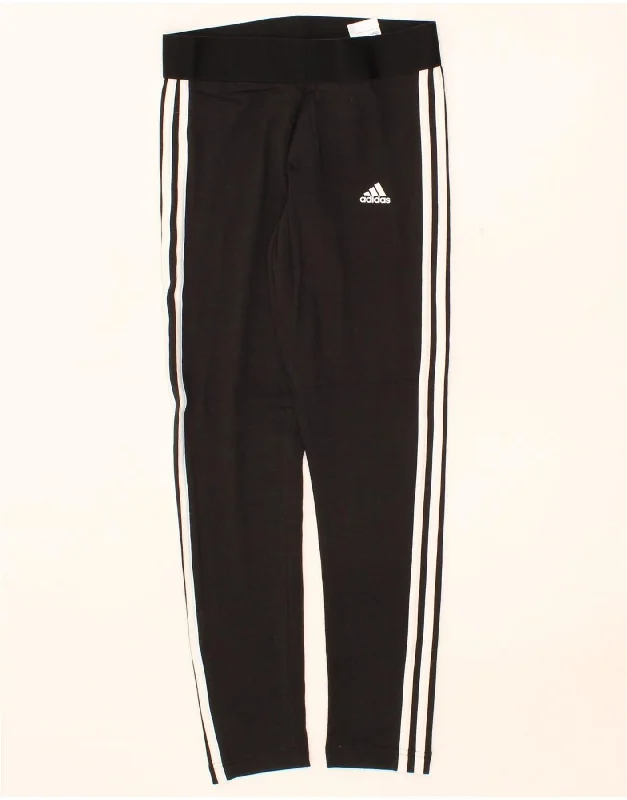 ADIDAS Womens Leggings UK 10 Small  Black Cotton Trendy Digital Print Leggings