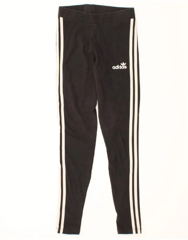 ADIDAS Womens Leggings UK 10 Small Black Cotton Comfortable Classic Yoga Leggings