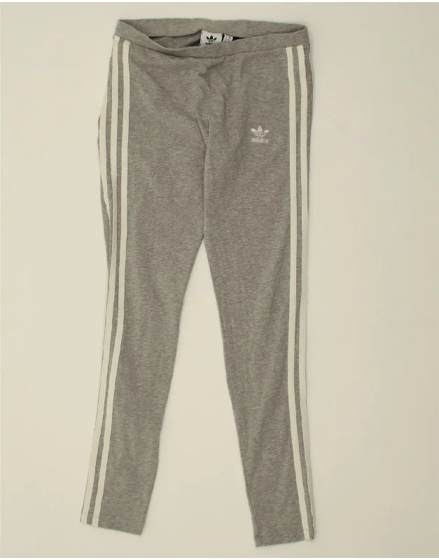ADIDAS Womens Leggings UK 10 Small  Grey Flecked Cotton Cozy Mid-Rise Workout Leggings