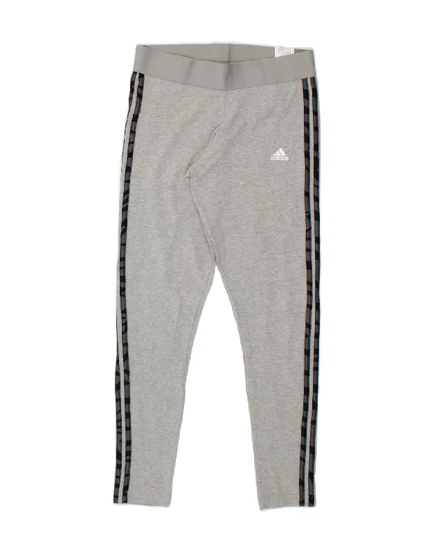 ADIDAS Womens Leggings UK 12/14 Medium  Grey Cotton Stylish Ultra Stretch Leggings
