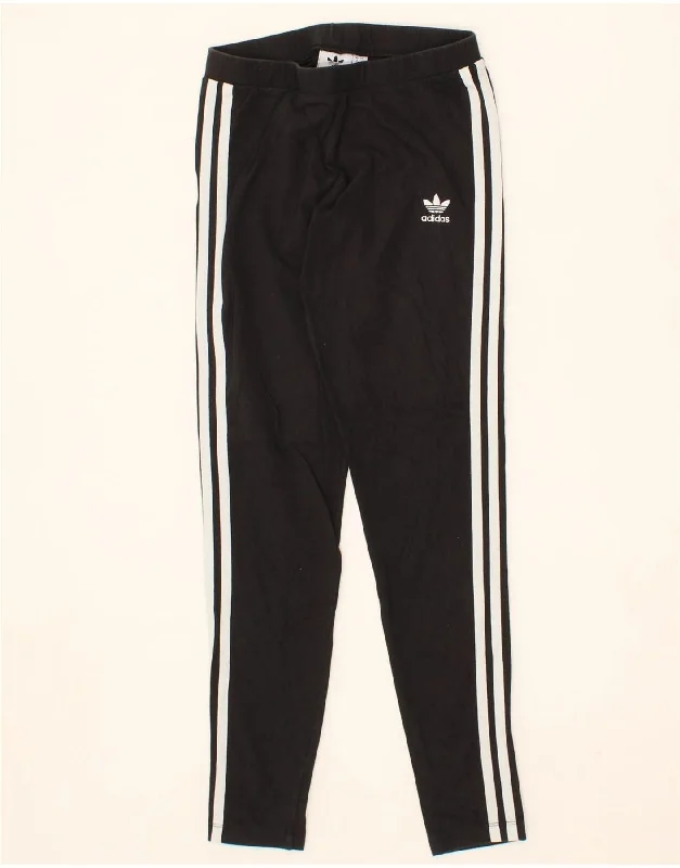 ADIDAS Womens Leggings UK 8 Small  Black Cotton Comfortable Running Leggings