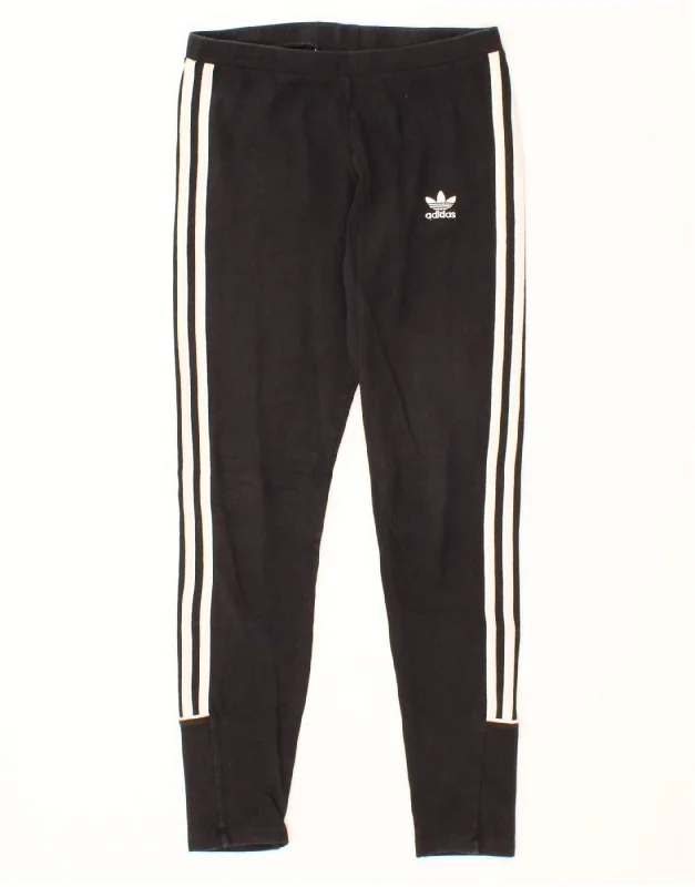 ADIDAS Womens Leggings UK 8 Small Black Cotton Stylish Athletic Wear Leggings