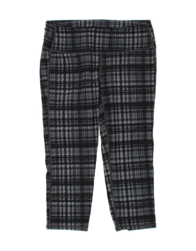 ATHLETA Womens Capri Leggings UK 14 Medium Grey Check Polyester Elegant Black Leggings