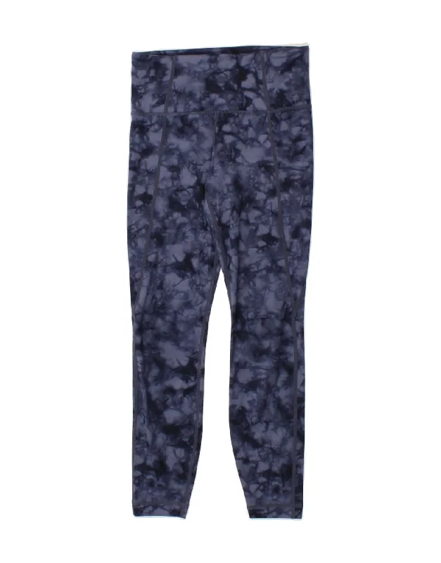 ATHLETA Womens Leggings UK 6 XS Blue Tie Dye Polyester Elegant Velvet Leggings
