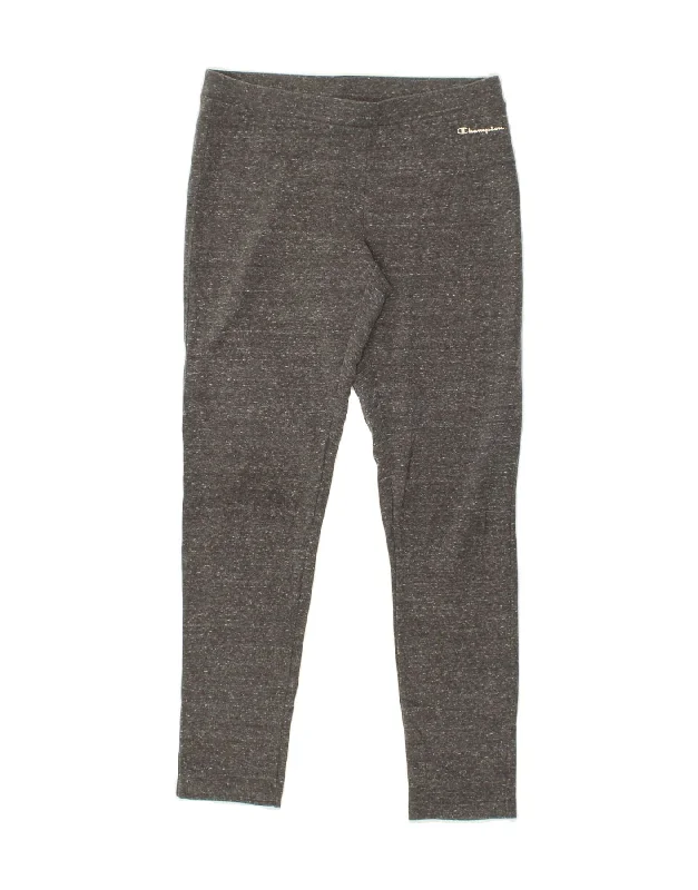 CHAMPION Womens Leggings UK 14 Large Grey Flecked Comfortable Bootcut Workout Leggings