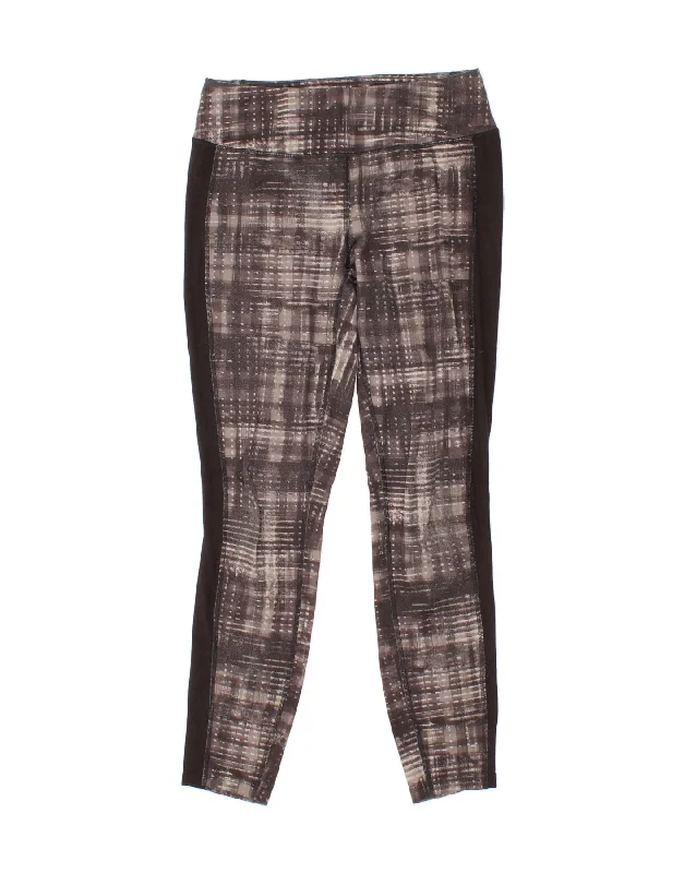 EDDIE BAUER Womens Leggings UK 12 Medium  Grey Check Polyester Stylish Sweatproof Leggings