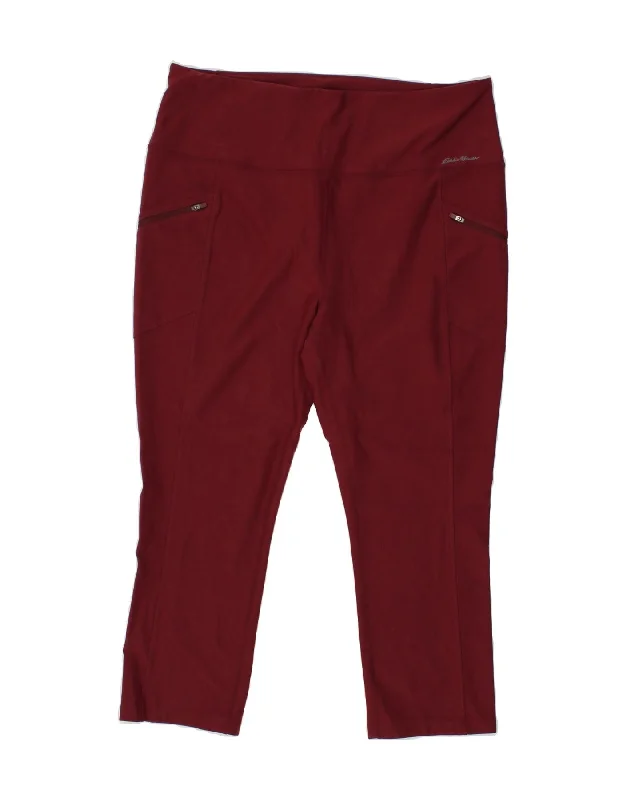 EDDIE BAUER Womens Tall Capri Leggings UK 18 XL Burgundy Fashionable Minimal Active Leggings