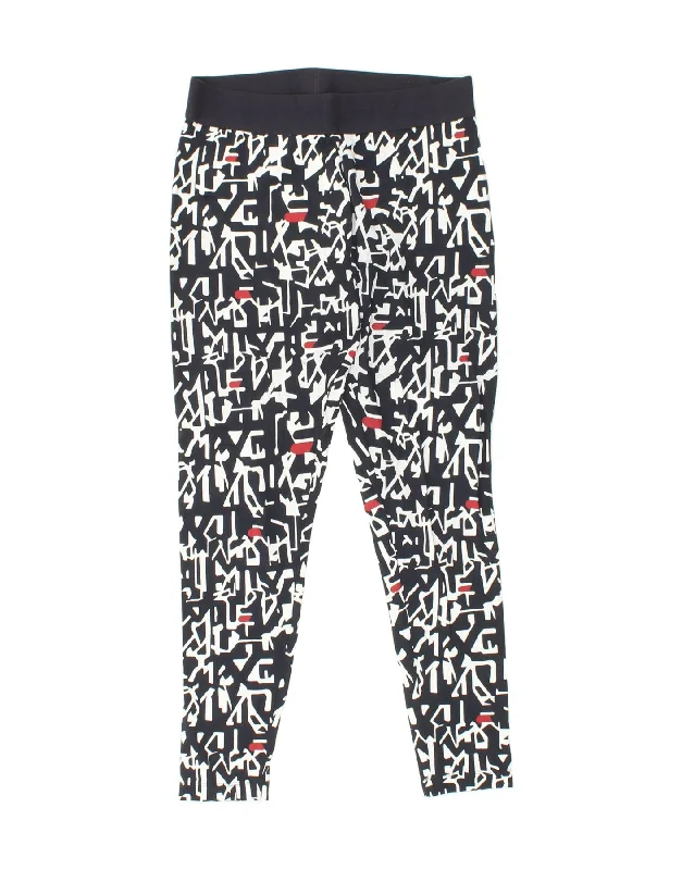 FILA Womens Abstract Pattern Graphic Leggings UK 14 Medium  Navy Blue Elegant Embellished Leggings