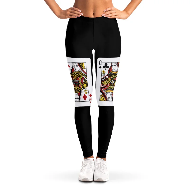 Four Queens Playing Cards Print Women's Leggings Comfortable Yoga Tights Leggings