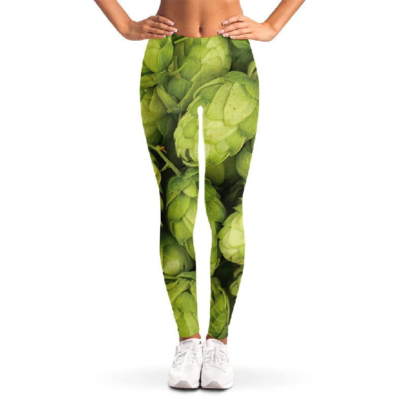 Fresh Hop Cone Print Women's Leggings Fashionable High-Rise Leggings