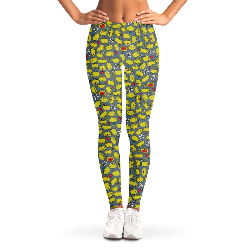 Frog Faces Pattern Print Women's Leggings Elegant Velvet Leggings
