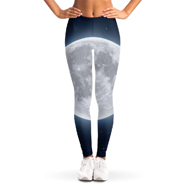 Full Moon Print Women's Leggings Fashionable Minimal Active Leggings