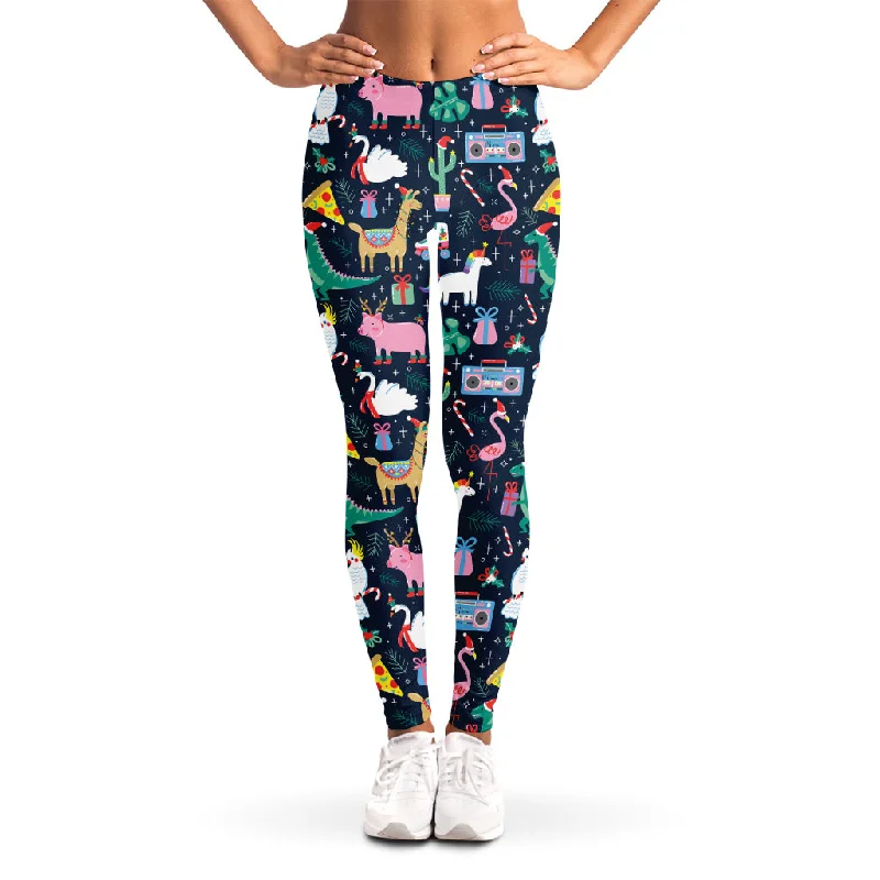Funny Christmas Animals Pattern Print Women's Leggings Stylish Printed Sport Leggings