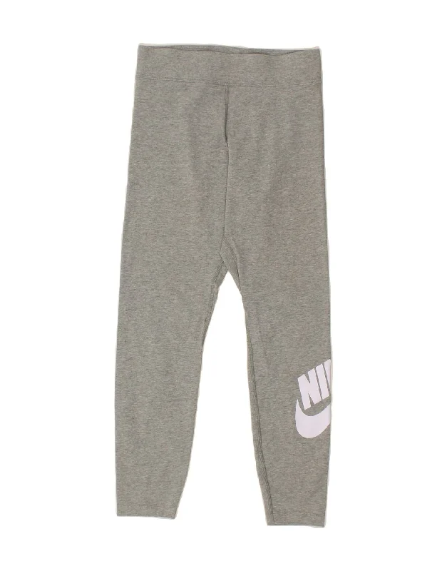 NIKE Womens Graphic Leggings UK 12 Medium  Grey Cotton Elegant Animal Print Leggings