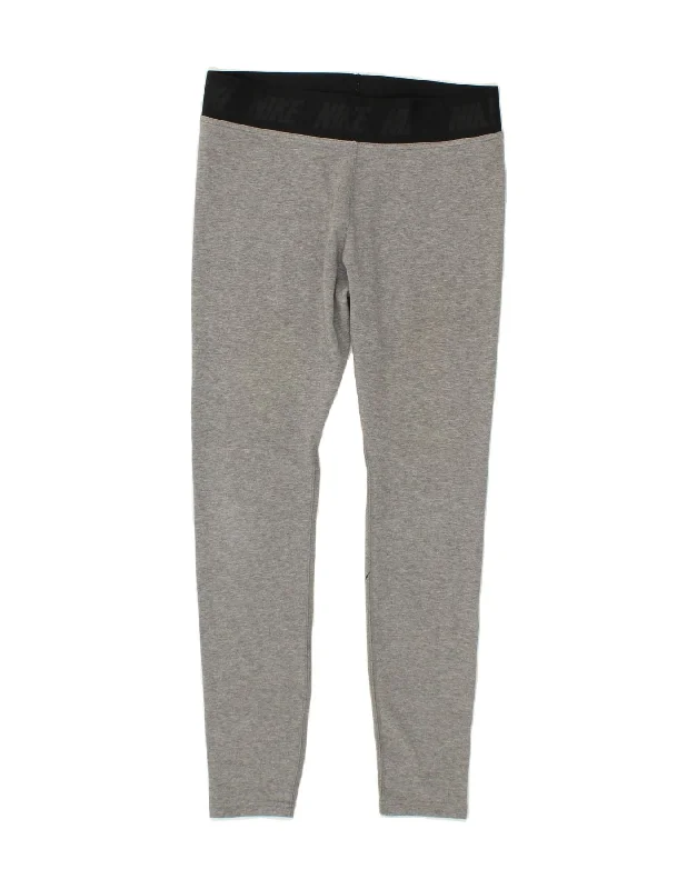 NIKE Womens Graphic Leggings UK 14 Large Grey Cozy Workout Performance Leggings