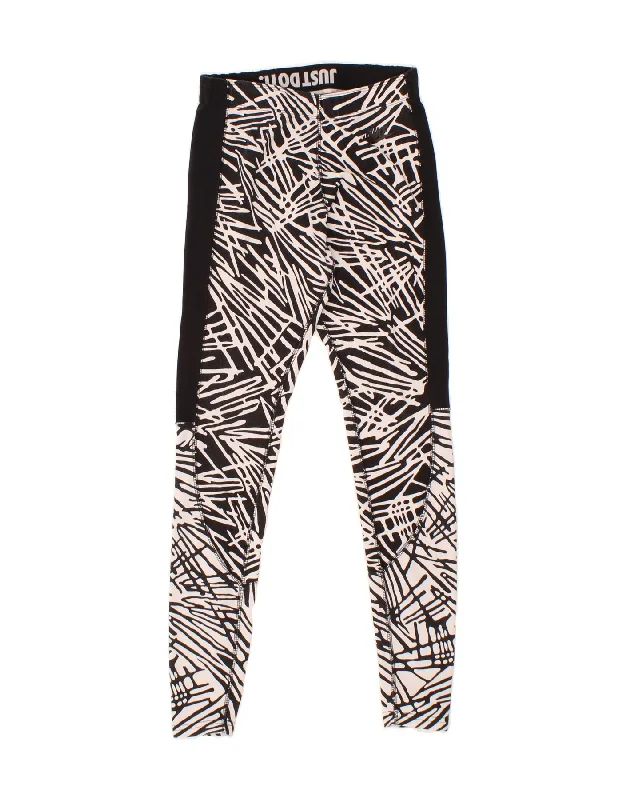 NIKE Womens Leggings UK 10 Small  Black Animal Print Fashionable Stretchy Fit Leggings