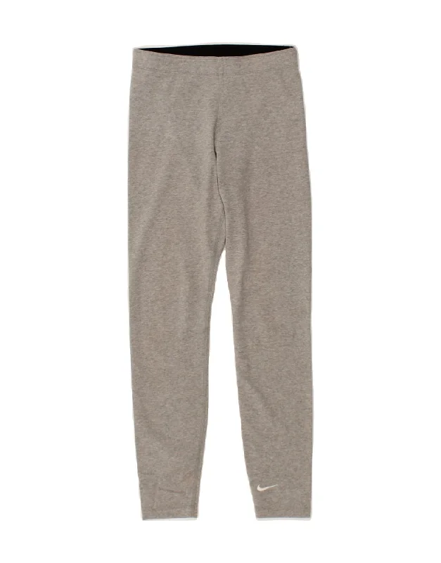 NIKE Womens Leggings UK 8 Small  Grey Cotton Fashionable Plus-Size Activewear