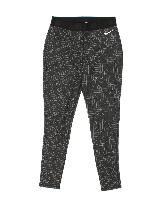 NIKI Womens Dri Fit Leggings UK 14 Large Grey Geometric Polyester Comfortable Lounge Leggings
