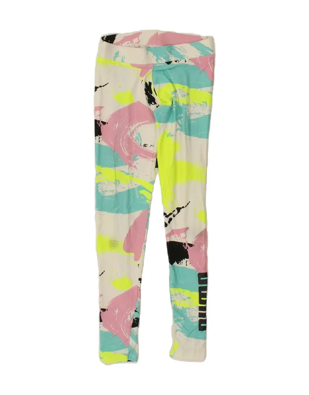 PUMA Womens Abstract Pattern Graphic Leggings UK 10 Small Multicoloured Trendy Mesh Leggings