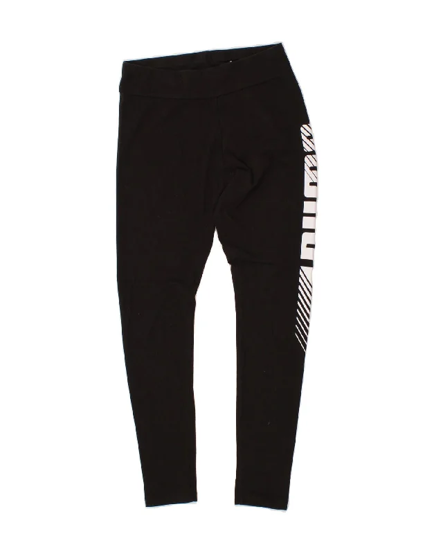 PUMA Womens Graphic Leggings UK 12 Medium Black Elegant Casual Fit Leggings
