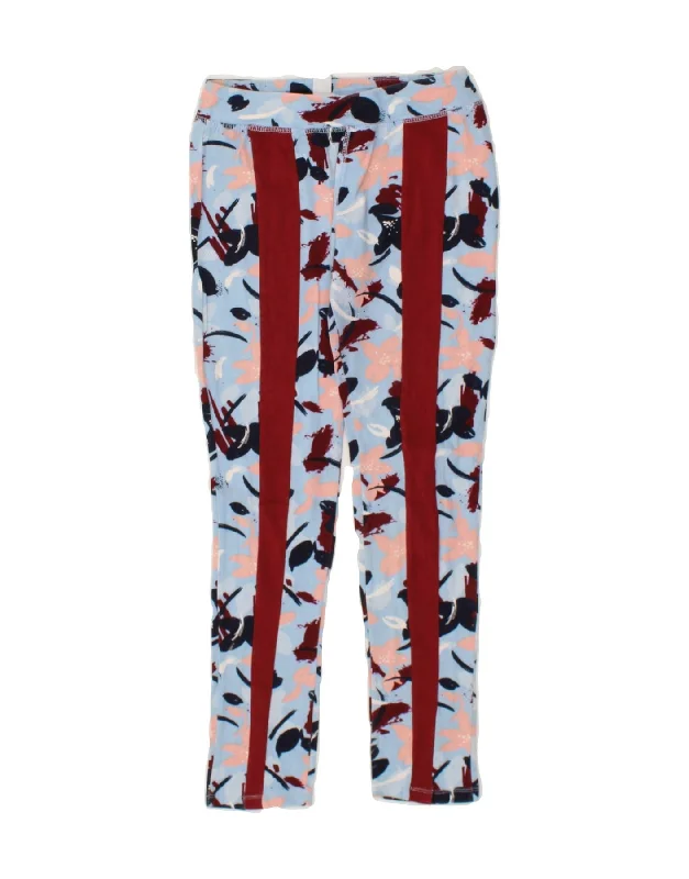 PUMA Womens Leggings  US 8/10 Medium Blue Floral Cotton Trendy Colorblock Print Leggings