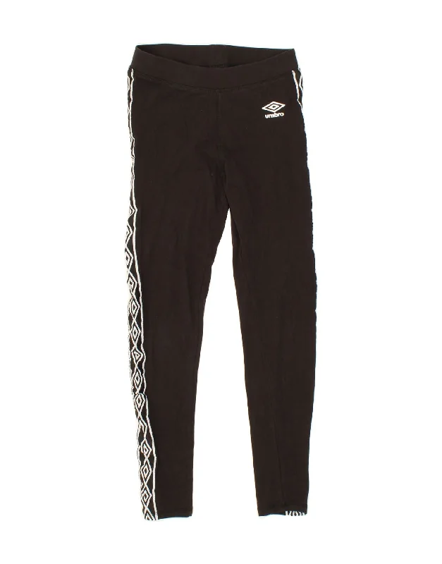 UMBRO Womens Leggings UK 8 Small Black Argyle/Diamond Cotton Fashionable Quick-Dry Yoga Pants