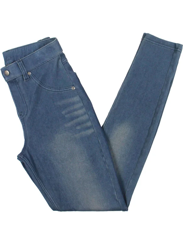 Womens High Waist Cotton Denim Leggings Casual Black Leggings