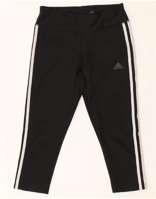 ADIDAS Womens Climalite Capri Leggings UK 8/10 Small  Black Polyester Elegant Embellished Leggings