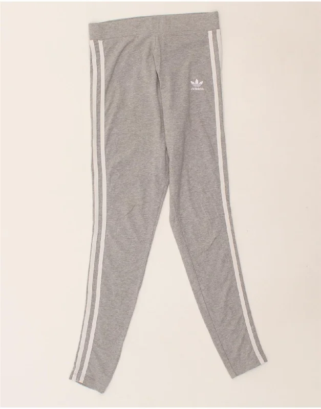 ADIDAS Womens Leggings UK 10 Small Grey Cotton Stylish Sweatproof Leggings