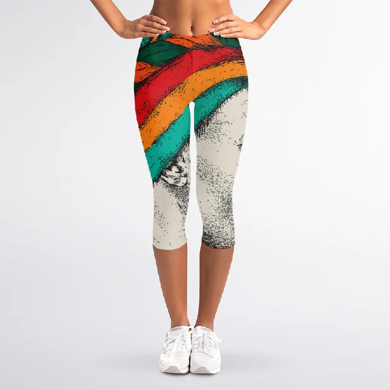 Ethnic African Girl Print Women's Capri Leggings Stylish Pockets Active Leggings