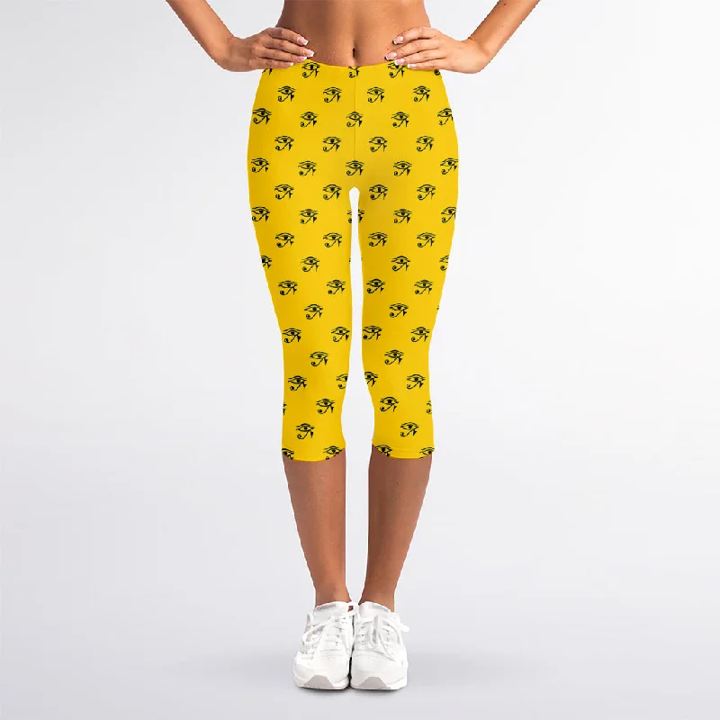 Eye Of Horus Symbol Pattern Print Women's Capri Leggings Stylish Lightweight Leggings
