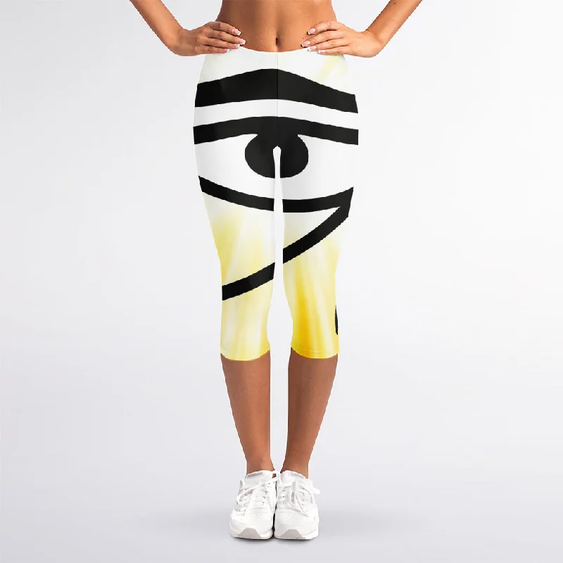Eye Of Horus Symbol Print Women's Capri Leggings Stylish High-Waisted Leggings